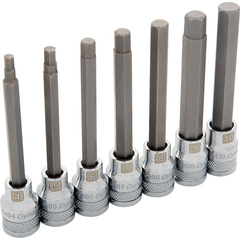 3/8" Drive 7 Piece Metric, Long Hex Socket Set, 4mm - 10mm