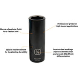 1/2" Drive 13 Piece 6 Point, Deep Impact, SAE Socket Set, 1/2" - 1-1/4"