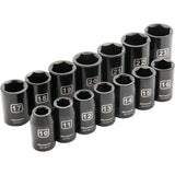 1/2" Drive 14 Piece 6 Point, Standard Impact, Metric Socket Set, 10mm - 23mm