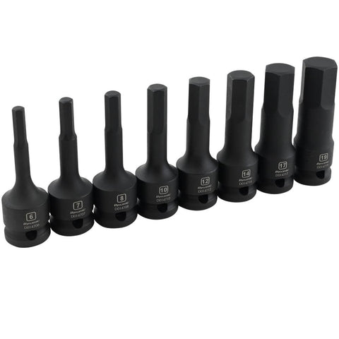 1/2" Drive 8 Piece Metric Hex Bit Impact Socket Set