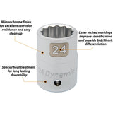 3/4" Drive 12 Point Metric, Standard Length, Chrome Sockets