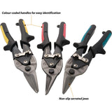 10" Aviation Snips, Cuts Right, Green Handle