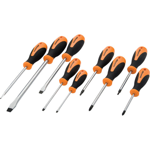 9 Piece Assorted Screwdriver Set With Comfort Grip Handles