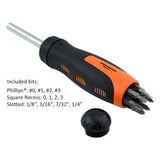13 Piece Ratcheting Screwdriver Set, 12 Bits