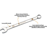 19 Piece Metric Combination Wrench Set, Mirror Chrome Finish, 6mm - 24mm