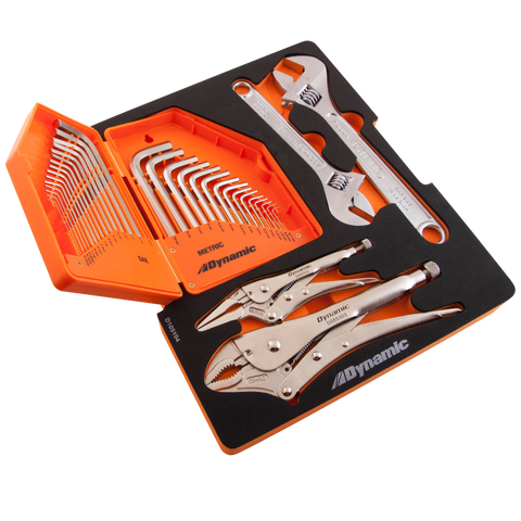 Hex Keys, Locking Pliers and Adjustable Wrenches Set with Foam Tool Organizer