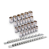 3/8" Drive 27 Piece 6 Point, SAE/Metric Standard Socket Set, 1/4" - 1", 6 - 19mm