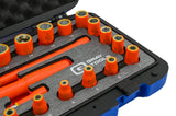 25 Piece 1/4" Drive 6 & 12 Point SAE and Metric, Standard Socket and Attachments Set, 1000V Insulated