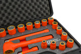 24 Piece 3/8" Drive 12 Point SAE and Metric, Standard Socket and Attachments Set, 1000V Insulated