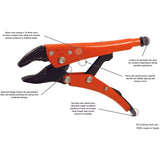 Grip-on® Locking Pliers-Curved Jaws with Wire Cutter