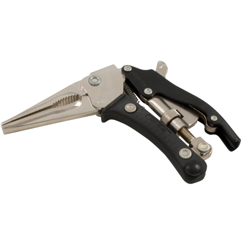 grip on ergo grip long nose locking pliers distributed by gray tools