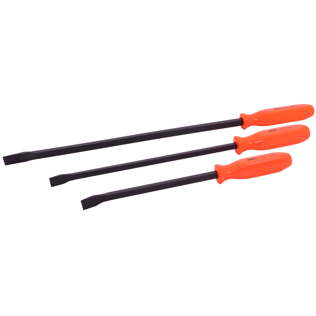 3 Piece Florescent Orange Handled Pry Bar Set with Black Oxide
