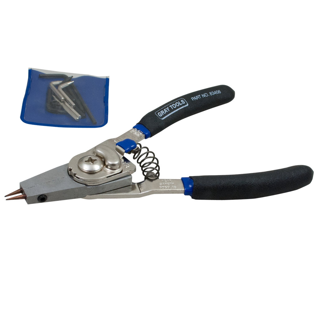 Worksite Pro. 4-in-1 Snap Ring Plier 10-50mm Combination Clip Retaining,  Multifunctional, Interchangable, rust-resistant finish. Easy to use.  Replaceable Plier Heads. For installing or removing circlips site. WT1128 -  MegahardwareTT