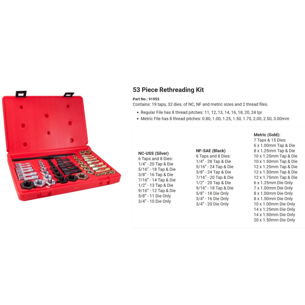 53 Piece Rethreading Kit – Dynamic Tools Online