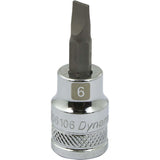 3/8" Drive Slotted Head Standard Length Chrome Bit Sockets