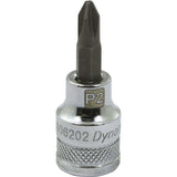 3/8" Drive Phillips® Head, Ph#1 Standard Length Chrome Bit Socket
