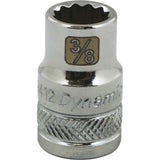 3/8" Drive 12 Point SAE Standard Length, Chrome Sockets