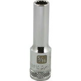 3/8" Drive 12 Point SAE Deep Length Chrome Sockets