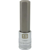 1/2" Drive Metric Hex Head, Long Length Chrome Bit Sockets