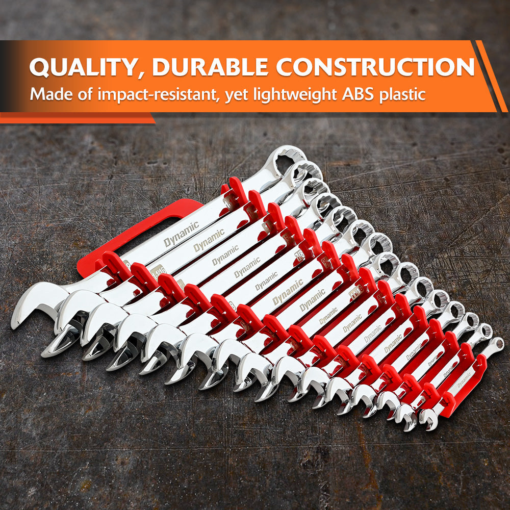 2 Piece Wrench Holder Set, Red & Black, SAE & Metric Wrench Organizer