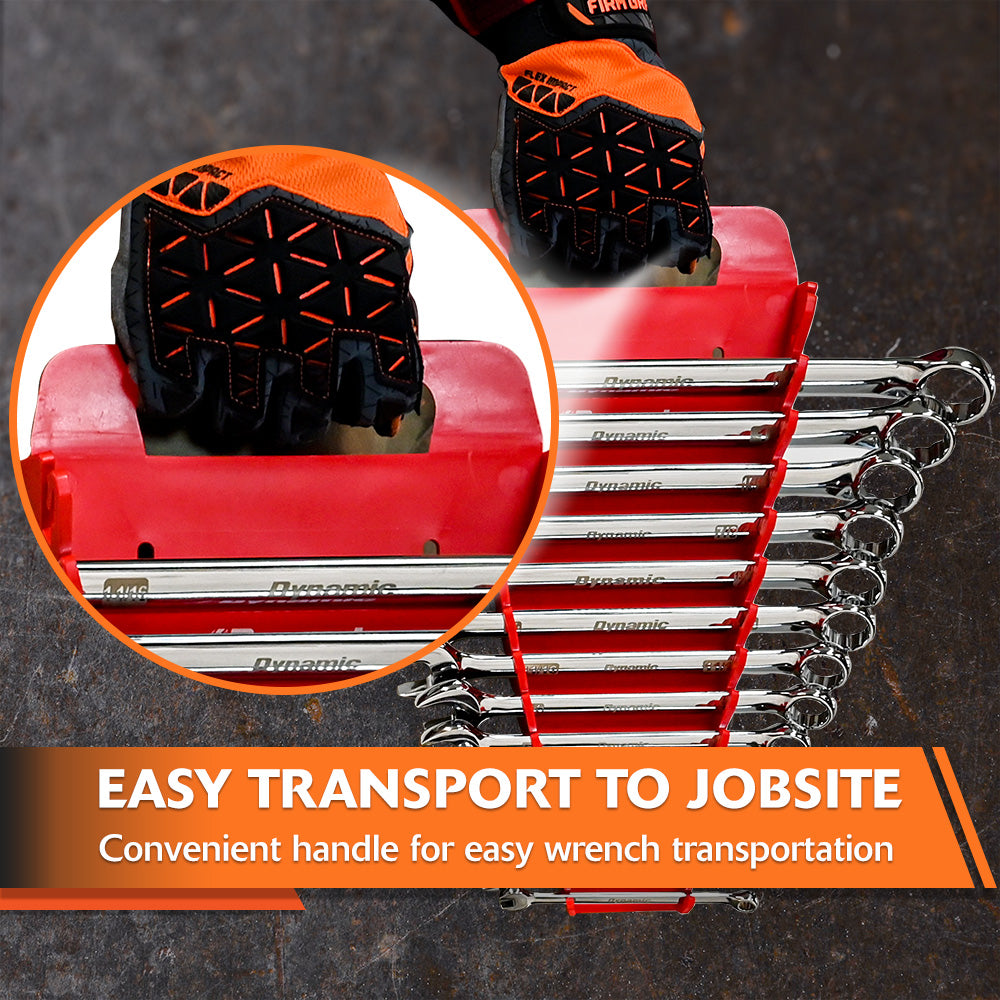 2 Piece Wrench Holder Set, Red & Black, SAE & Metric Wrench Organizer