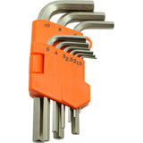 9 Piece Metric Regular Hex Key Set, 1.5mm - 10mm