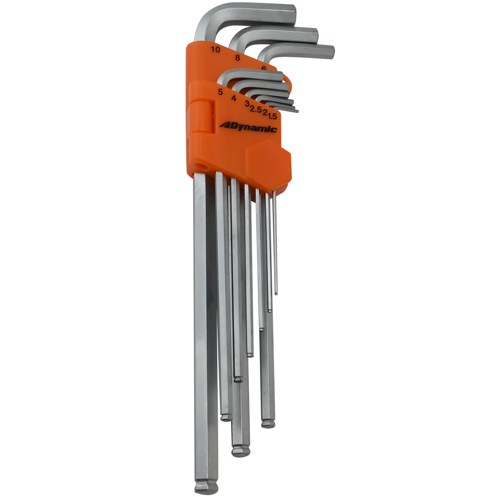 10 pc Metric Extra-Long L-Shaped Hex Key Set (1.5-10 mm)