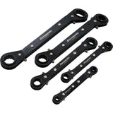 5 Piece SAE Double Box End, Reversible Ratcheting Wrench Set, 25° Offset