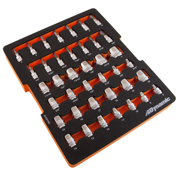 40 Piece Chrome Laser-Etched Socket Set, 3/8" Drive, with Foam Tool Organizer