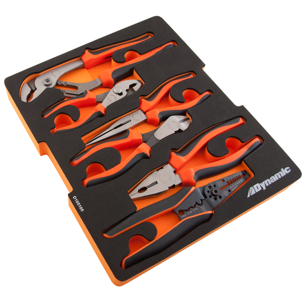 7 Piece Pliers and Wire Stripper Set With Foam Tool Organizer